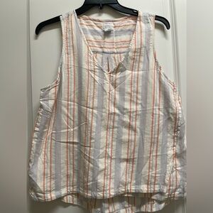 Sigrid Olsen Striped Tank Top - ice blue and pale orange striped